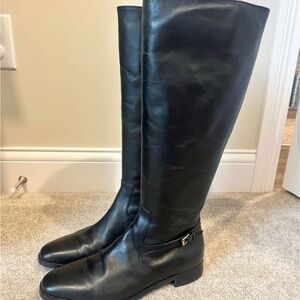 Vintage Ralph Lauren Black Leather Knee-High Boots